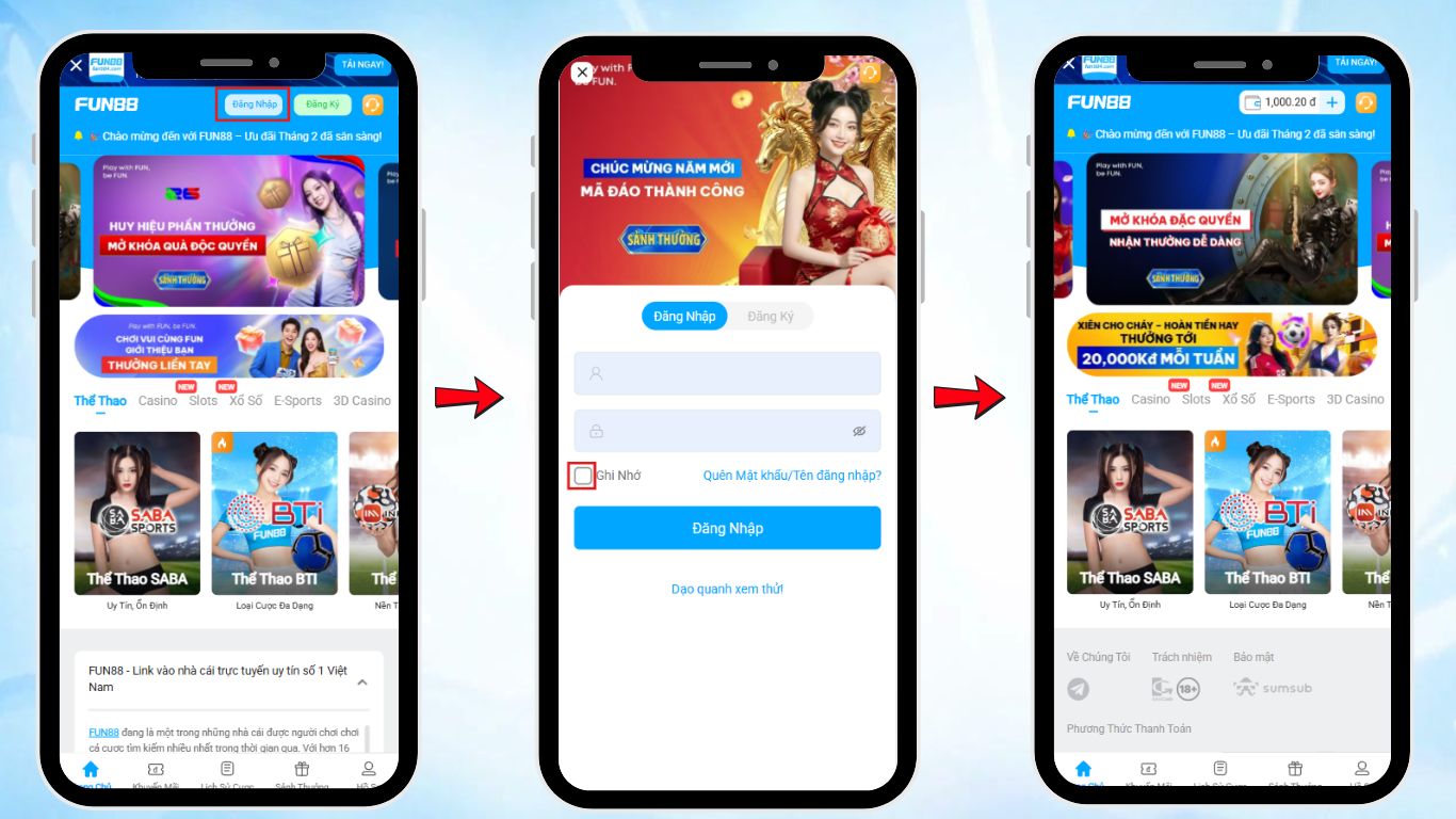 Đăng Nhập FUN88 Qua Ứng Dụng và Web Di Động
