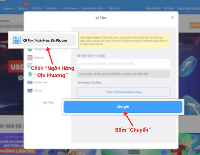 Phương thức chuyển tiền qua Ngân hàng địa phương